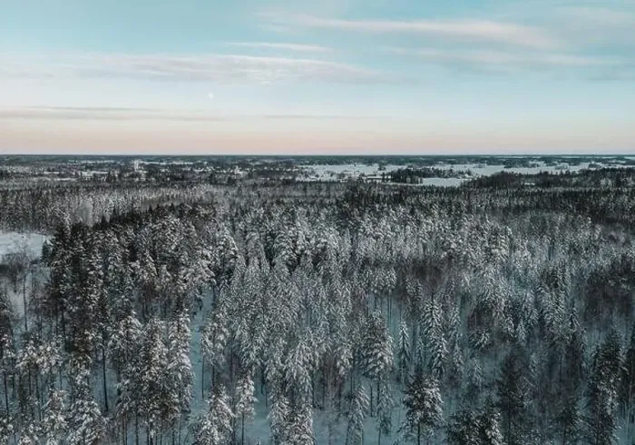 Framed Print : Winter Snow Landscape in Sweden by Drone Framed Print : Winter Snow Landscape in Sweden by Drone