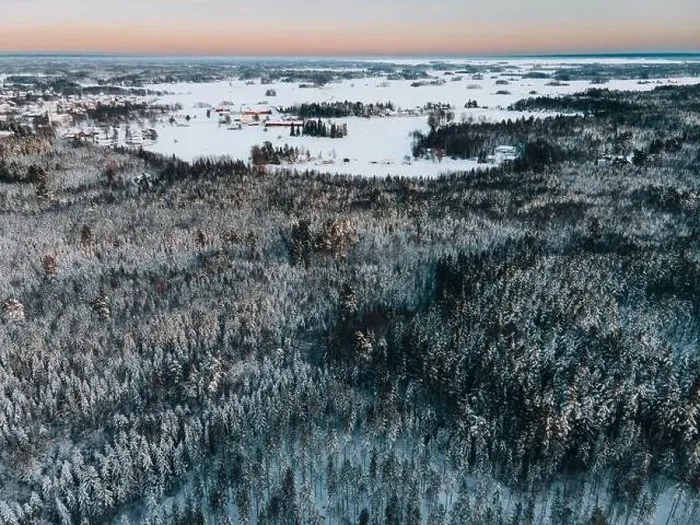 Framed Print : Winter Snow Landscape in Sweden by Drone Framed Print : Winter Snow Landscape in Sweden by Drone