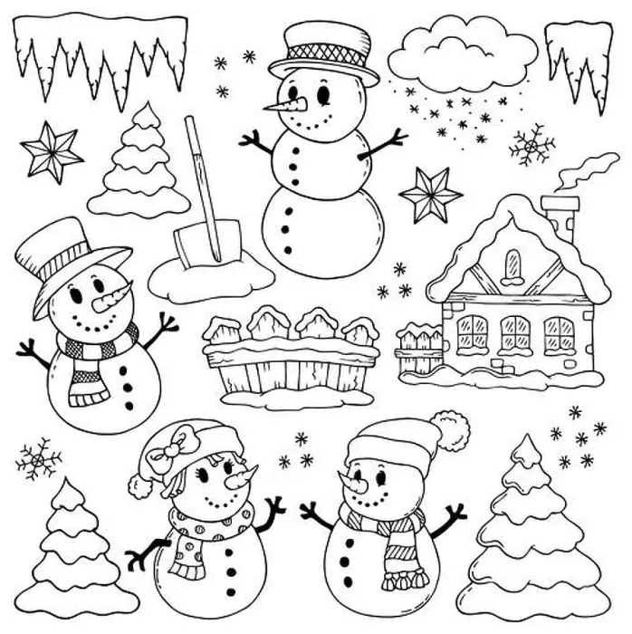 Framed Print : Winter theme drawings 2 Framed Print : Winter theme drawings 2
