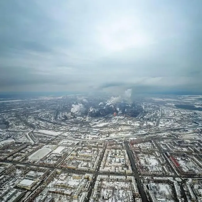 Framed Print : Winter view of the center of the city Nizhny Tagil and metallurgical plant from above Framed Print : Winter view of the center of the city Nizhny Tagil and metallurgical plant from above