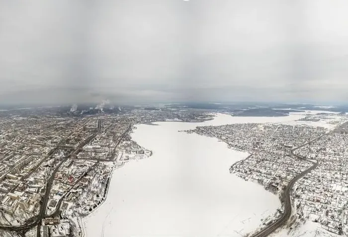 Framed Print : Winter view of the embankment of the city Nizhny Tagil and metallurgical plant from above Framed Print : Winter view of the embankment of the city Nizhny Tagil and metallurgical plant from above