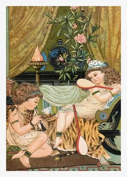 Framed Print : Wintertime kids. Children of ancient Egypt playing music