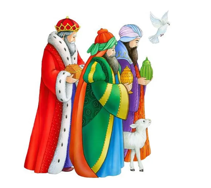 Framed Print : Three Wise Men & dove at Christmas on white background Framed Print : Three Wise Men & dove at Christmas on white background