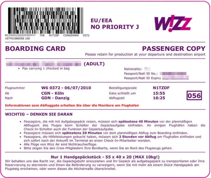 Framed Print : A Wizz Air boarding pass for flight W6 372 from Cologne to Gdansk Framed Print : A Wizz Air boarding pass for flight W6 372 from Cologne to Gdansk
