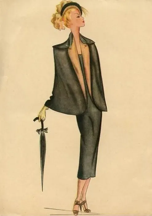 Framed Print : Woman fashion illustration drawing: Sketch of clothes and accessories, Italy 1940s Framed Print : Woman fashion illustration drawing: Sketch of clothes and accessories, Italy 1940s