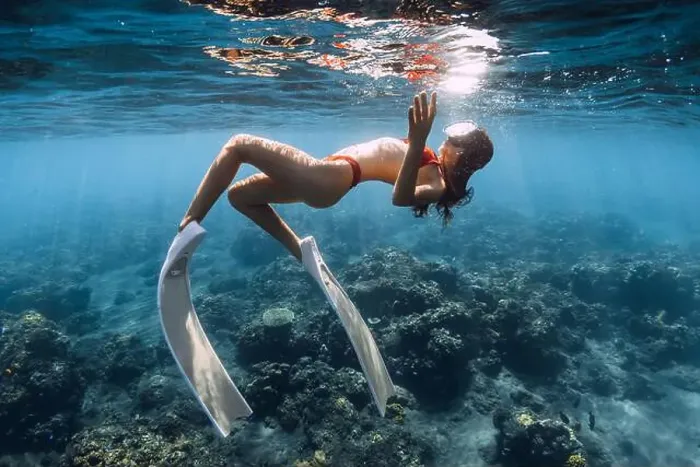 Framed Print : Woman with sexy body swimming in tropical blue sea. Snorkeling with sexy girl Framed Print : Woman with sexy body swimming in tropical blue sea. Snorkeling with sexy girl