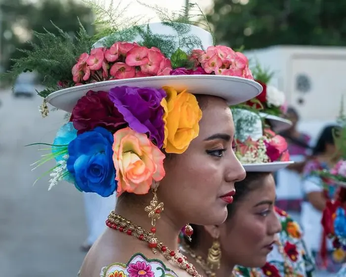 Framed Print : Women in tradtional festive embroidered huipils and flowered hats prepare for the Dance of the Pig's Head Framed Print : Women in tradtional festive embroidered huipils and flowered hats prepare for the Dance of the Pig's Head