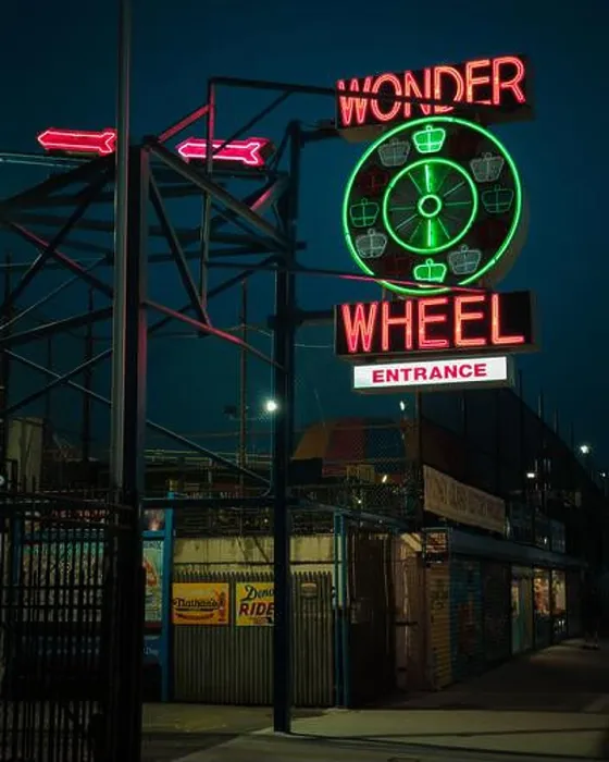 Framed Print : Wonder Wheel neon sign at night in Coney Island, Brooklyn, New York Framed Print : Wonder Wheel neon sign at night in Coney Island, Brooklyn, New York