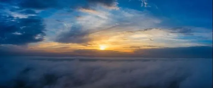 Framed Print : A wonderful bright dawn, above the clouds. Drone flight over the dawn Framed Print : A wonderful bright dawn, above the clouds. Drone flight over the dawn