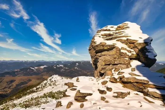 Framed Print : Wonderful landscapes covered with the first snow with large rocky ledges of the Carpathian Mountains Framed Print : Wonderful landscapes covered with the first snow with large rocky ledges of the Carpathian Mountains