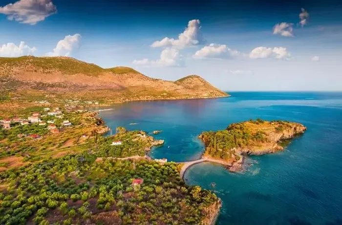 Framed Print : Wonderful summer view from flying drone of Purpose or Double beach Framed Print : Wonderful summer view from flying drone of Purpose or Double beach