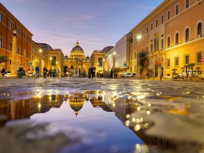 Framed Print : Wonderful view of St Peter Cathedral, Vatican, Rome, Italy. Sunset sky with night city lights Framed Print : Wonderful view of St Peter Cathedral, Vatican, Rome, Italy. Sunset sky with night city lights