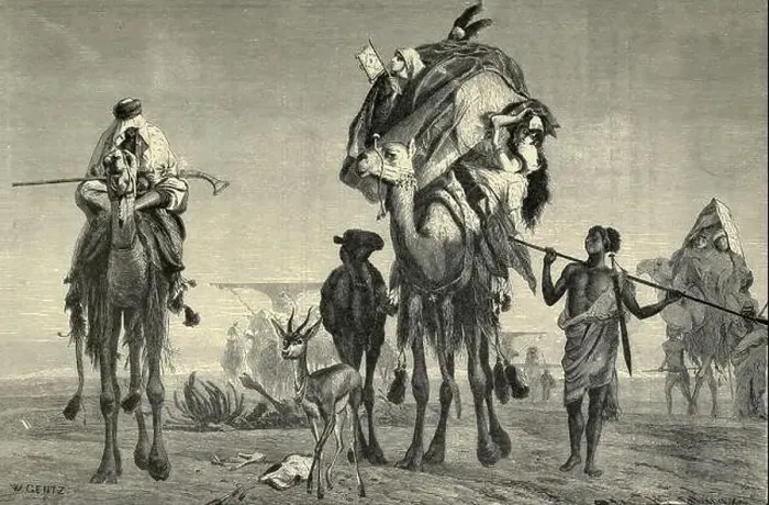 Framed Print : wood engraving of A Caravan of Camels in the desert From the book Picturesque Palestine Framed Print : wood engraving of A Caravan of Camels in the desert From the book Picturesque Palestine