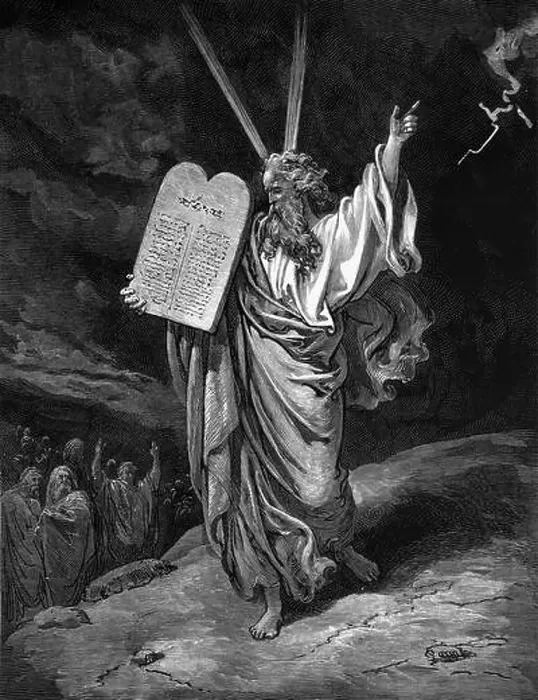 Framed Print : Wood Engraving of Moses Coming Down from Mount Sinai Carrying the Stone Tablets of Law Exodus 32 Framed Print : Wood Engraving of Moses Coming Down from Mount Sinai Carrying the Stone Tablets of Law Exodus 32