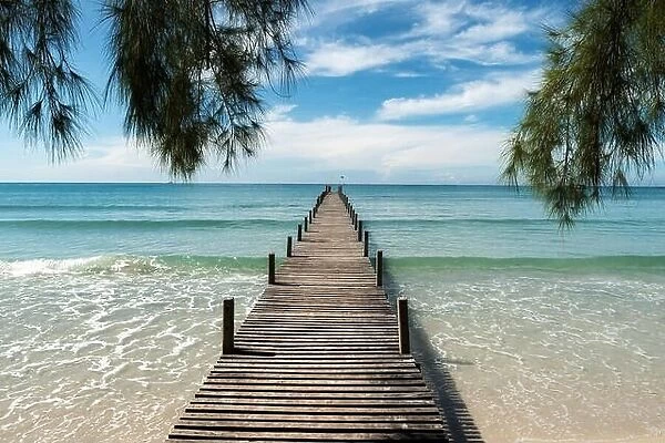 Wooden pier at resort in Phuket, Thailand. Summer, Travel, Vacation and Holiday concept