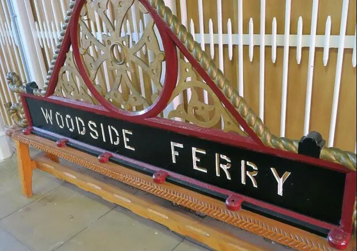 Framed Print : Woodside Ferry bench, Ferry terminal, Birkenhead, Wirral, Merseyside, Cheshire, England, UK