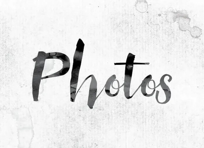 Framed Print : The word Photos concept and theme painted in watercolor ink on a white paper Framed Print : The word Photos concept and theme painted in watercolor ink on a white paper