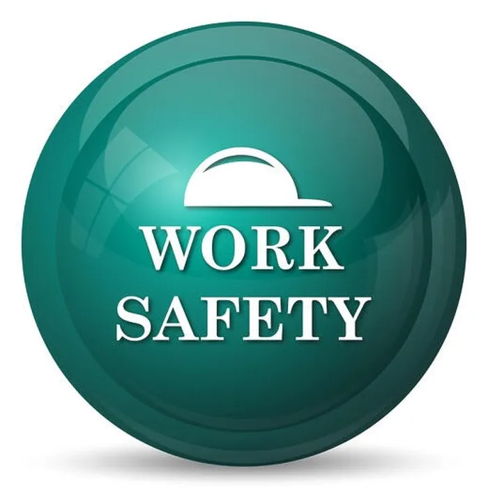 Framed Print : Work safety icon. Internet button on white background