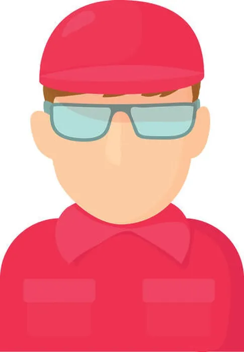 Framed Print : Worker icon, cartoon style
