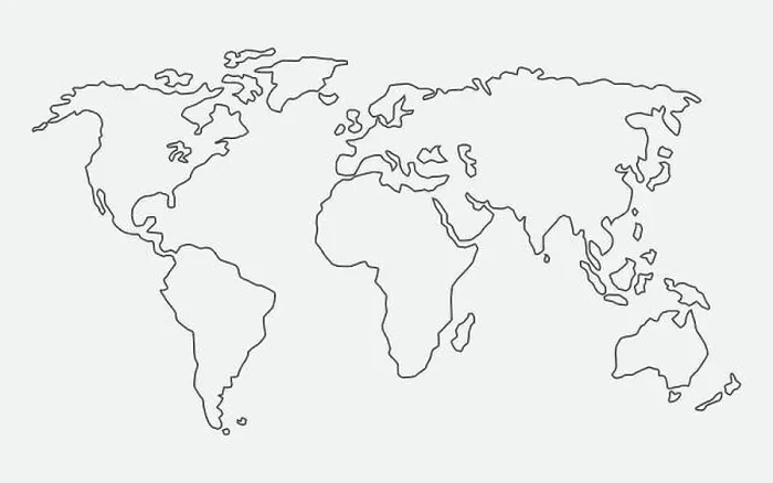 Framed Print : World Map Outline Vector Design Framed Print : World Map Outline Vector Design