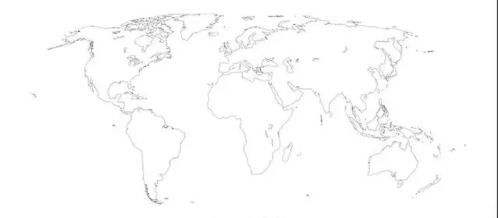 Framed Print : World map outline on white background Framed Print : World map outline on white background