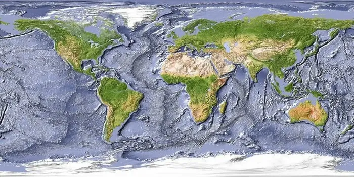 Framed Print : World map, shaded relief with shaded ocean floor Framed Print : World map, shaded relief with shaded ocean floor