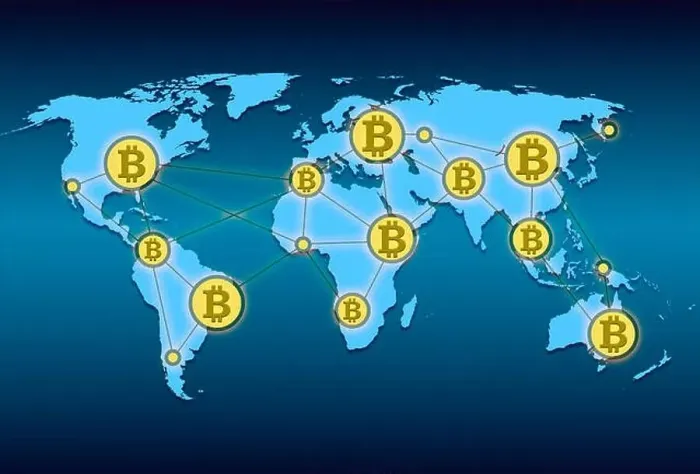 Framed Print : World map with world network and crypto currency bitcoin illustration Framed Print : World map with world network and crypto currency bitcoin illustration