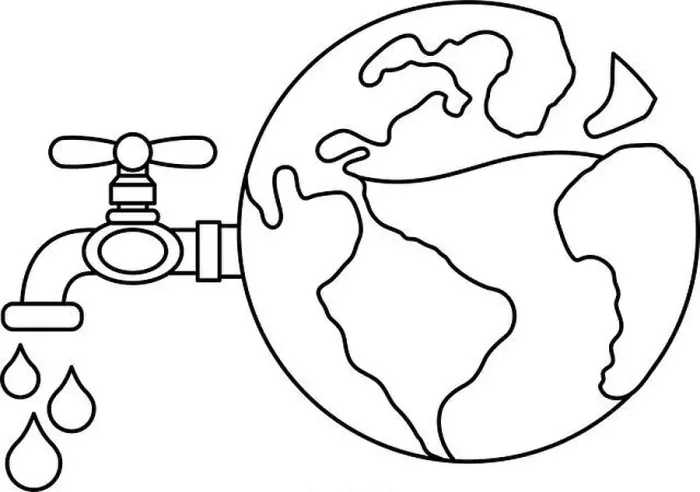 Framed Print : world planet earth with water faucet open vector illustration design