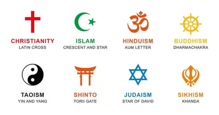 Framed Print : World religion symbols colored. Signs of major religious groups and religions Framed Print : World religion symbols colored. Signs of major religious groups and religions