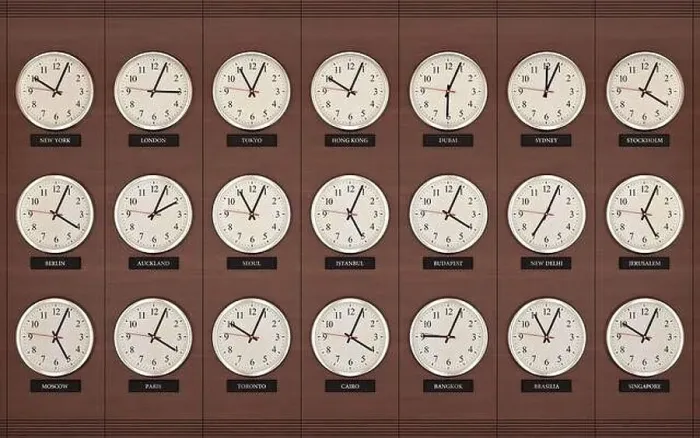 Framed Print : World wide time zone clock. Clocks on the wall, showing the time around the world Framed Print : World wide time zone clock. Clocks on the wall, showing the time around the world