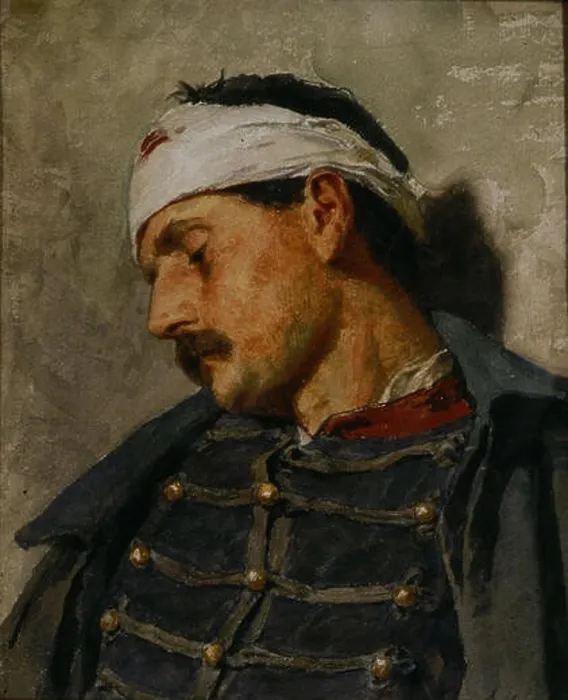 Framed Print : Wounded Soldier. Probably 1870s 273 Albert Anker - Verwundeter Soldat Framed Print : Wounded Soldier. Probably 1870s 273 Albert Anker - Verwundeter Soldat