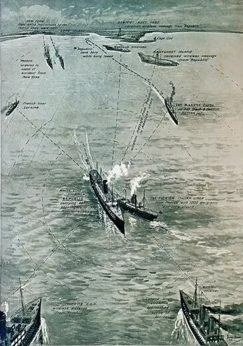 Framed Print : The Wreck of the “Republic.” Referring to the sinking of the White Star Line vessel RMS Republic Framed Print : The Wreck of the “Republic.” Referring to the sinking of the White Star Line vessel RMS Republic