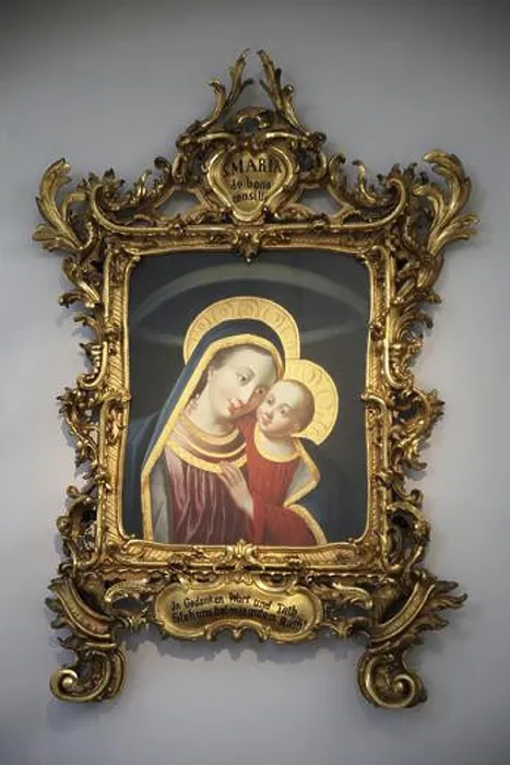 Framed Print : WURZBURG, GERMANY - JULY 18: Madonna with child Jesus, St. Augustine's Church in Wurzburg on July 18, 2013 Framed Print : WURZBURG, GERMANY - JULY 18: Madonna with child Jesus, St. Augustine's Church in Wurzburg on July 18, 2013
