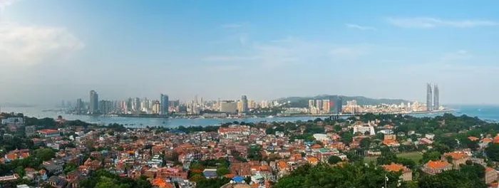 Framed Print : Xiamen, China city skyline from Gulangyu Island in the afternoon Framed Print : Xiamen, China city skyline from Gulangyu Island in the afternoon