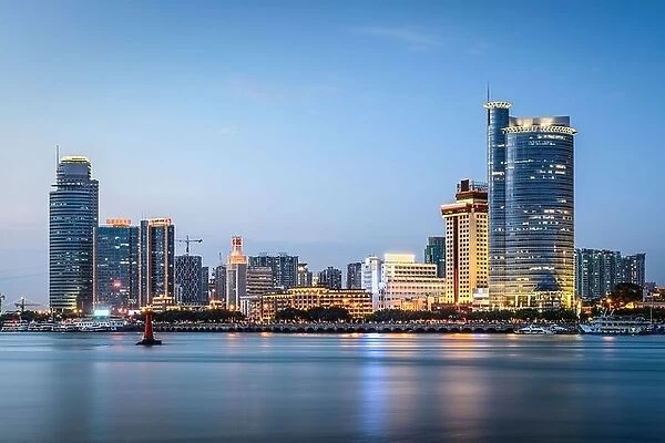Xiamen, China skyline at twilight