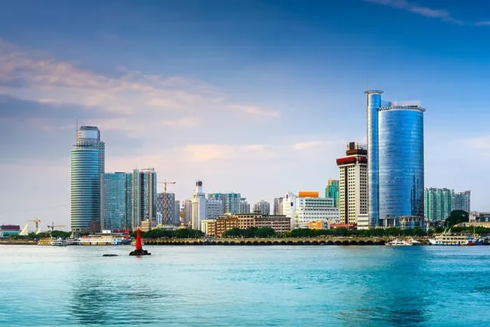 Framed Print : Xiamen, China skyline at twilight Framed Print : Xiamen, China skyline at twilight