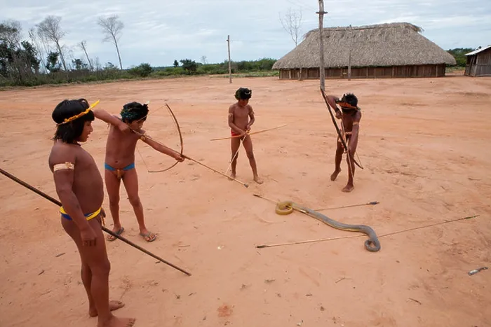 Framed Print : Xingu indians hunting in the Amazone, Brazil Framed Print : Xingu indians hunting in the Amazone, Brazil