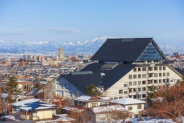 Yamagata City, Japan skyline with mountains