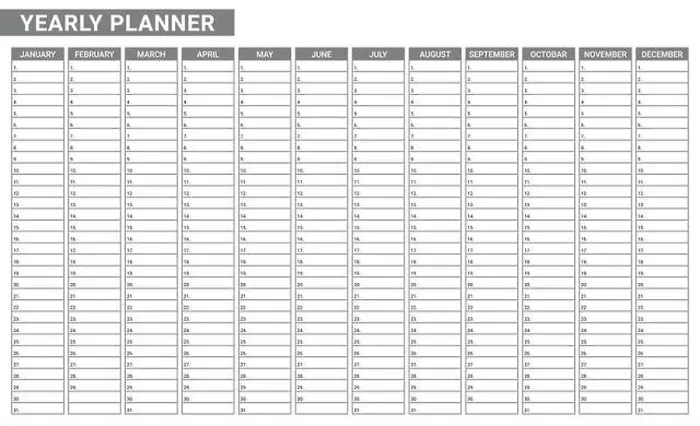 Framed Print : Yearly calendar empty planner template. List of task monthly written on paper Framed Print : Yearly calendar empty planner template. List of task monthly written on paper
