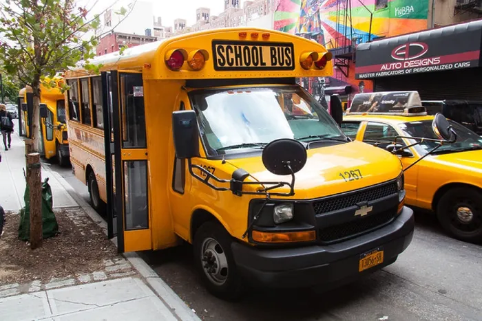 Framed Print : Yellow School bus, Manhattan, New York City, United States of America Framed Print : Yellow School bus, Manhattan, New York City, United States of America