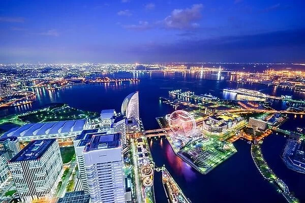 Yokohama, Japan aerial view at Minato Mirai waterfront district