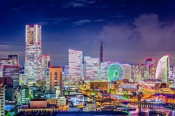 Yokohama, Japan skyline at night
