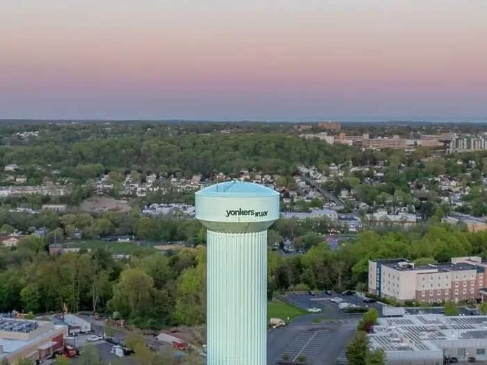 Framed Print : Yonkers, NY, USA - 05-02-2024: Aerial photos of green elevated water tower located in Yonkers, New York, USA Framed Print : Yonkers, NY, USA - 05-02-2024: Aerial photos of green elevated water tower located in Yonkers, New York, USA
