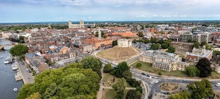 Framed Print : YORK, UK - AUGUST 28, 2022. An aerial landscape view of York city centre and Minster church in North Yorkshire Framed Print : YORK, UK - AUGUST 28, 2022. An aerial landscape view of York city centre and Minster church in North Yorkshire