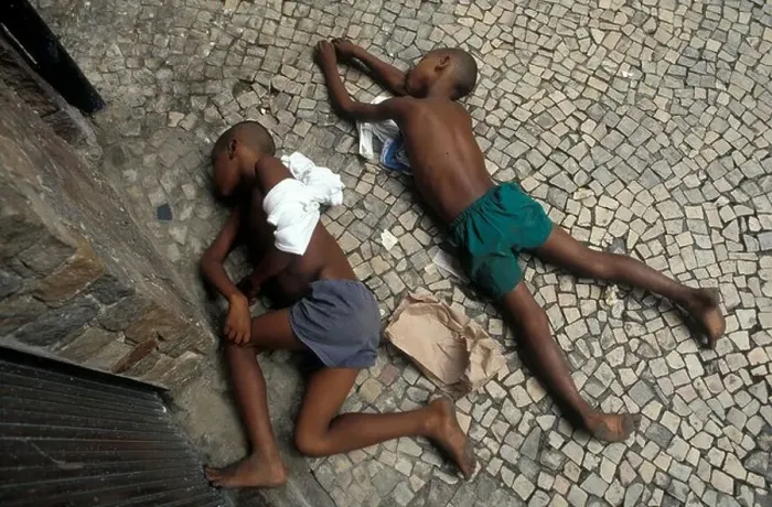 Framed Print : Young boys sleep on street Copacobana Rio de Janeiro Framed Print : Young boys sleep on street Copacobana Rio de Janeiro