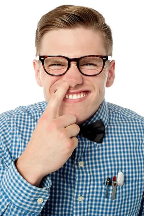 Framed Print : Young guy fingering in his nostril Framed Print : Young guy fingering in his nostril
