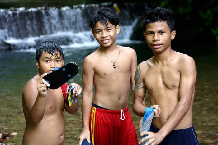 Framed Print : Young Malaysian Boys at a Waterfall and Swimming Hole Near Their Longhouse, Kapit, Sarawak, Borneo, Malaysia Framed Print : Young Malaysian Boys at a Waterfall and Swimming Hole Near Their Longhouse, Kapit, Sarawak, Borneo, Malaysia