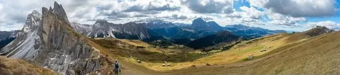 Framed Print : Young Woman Hiking Dolomites in European Alps. Moutain and Vally background. Gardena Pass, Italy Framed Print : Young Woman Hiking Dolomites in European Alps. Moutain and Vally background. Gardena Pass, Italy