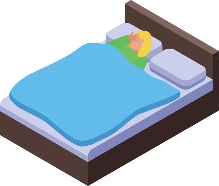 Framed Print : Young woman is sleeping soundly in her bed, covered by a blue blanket Framed Print : Young woman is sleeping soundly in her bed, covered by a blue blanket