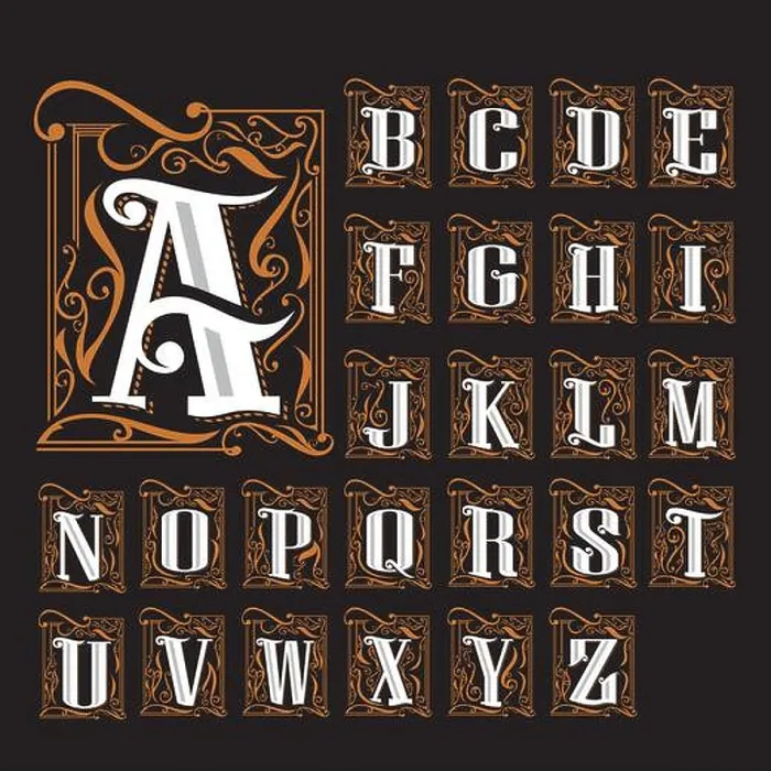 Framed Print : A to Z Art Nouveau typography logo Framed Print : A to Z Art Nouveau typography logo